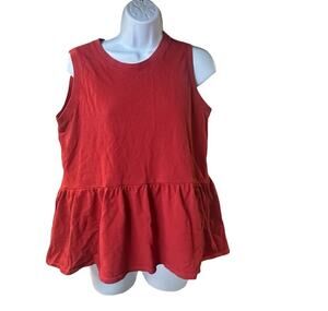 Tuckernuck Women’s Sleeveless Peplum Tank Top Red Knit Jersey Size M